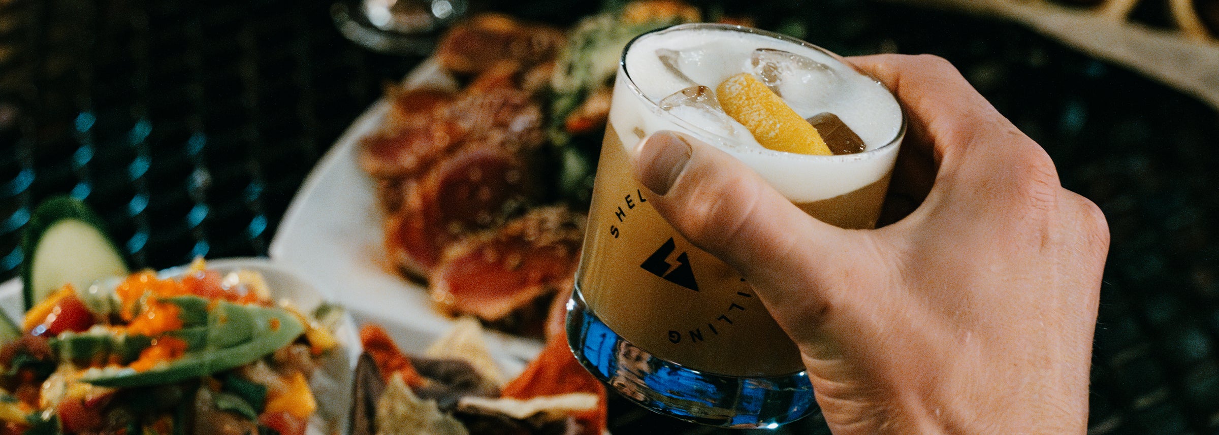 Shelter Distilling Maple Whiskey Sour made with Shelter American Single Malt Whiskey. Distilled 100% in Mammoth Lakes, CA. Mammoth Lakes only Distillery, Brewery, and Kitchen